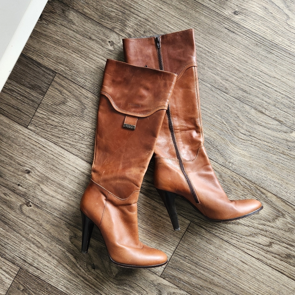 Miss Sixty Y2K Vintage Tan Leather Knee-High Boots Size 40 9.5